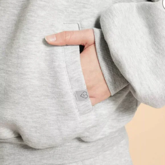 NWT Blogilates Marshmallow Full Zip Hoodie Sweatshirt Heathered Gray - Picture 4 of 13